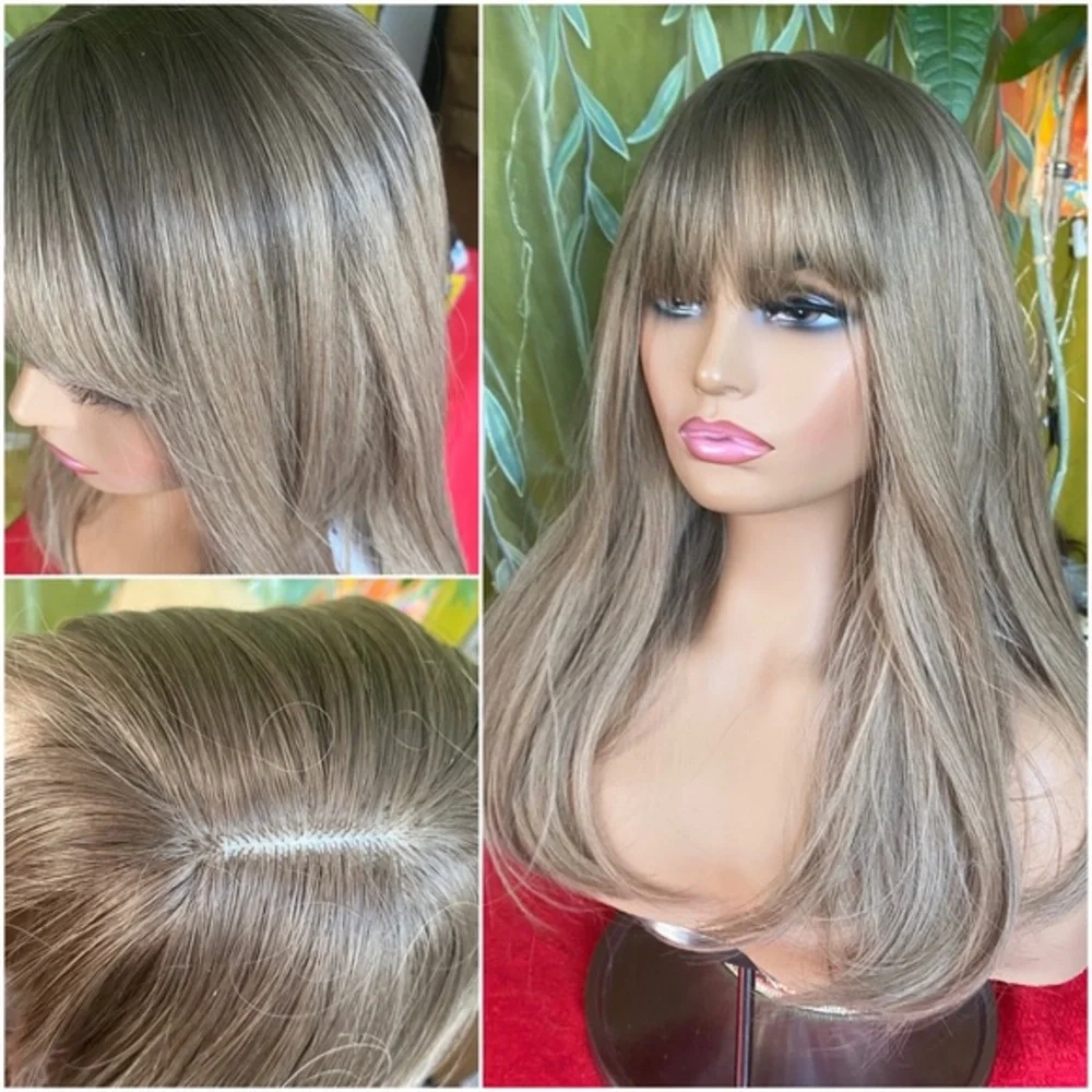 Sandy - ombré ash dark blonde wig bangs